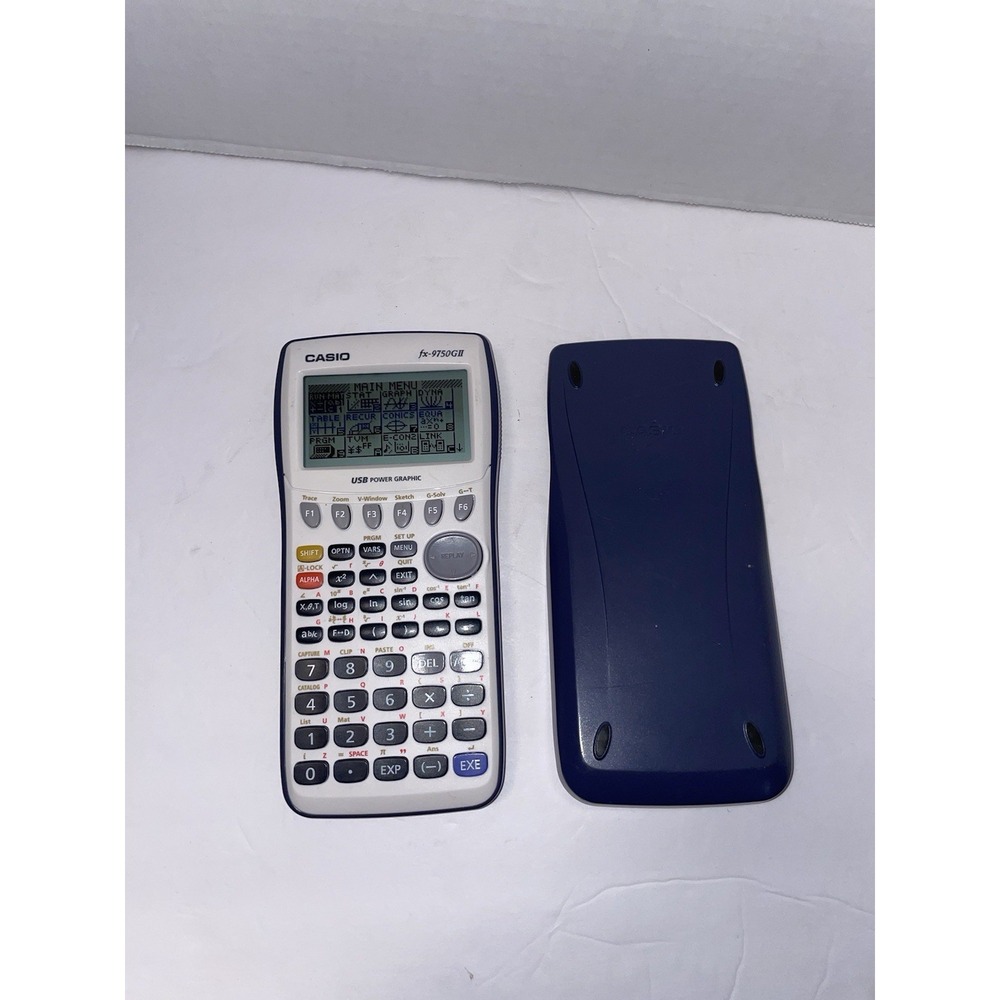 Casio FX-9750GII Graphing Calculator Tested And Works USB Port Blue with Cover